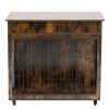Dog Crate Furniture, Wooden Dog Crate End Table, 38.4 Inch Dog Kennel with 2 Drawers Storage, Heavy Duty Dog Crate